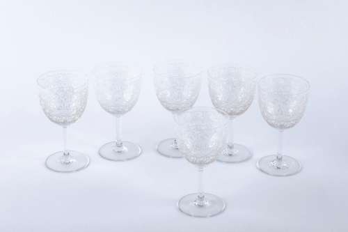 BACCARAT France 
Suite de six verres à eau en cristal,