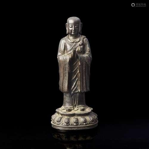A Chinese bronze figure of a lohan 罗汉铜造像 Ming dynasty 明
