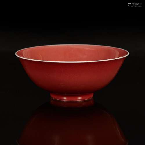 A Chinese copper-red glazed porcelain bowl 釉里红瓷盌 Qianlo...
