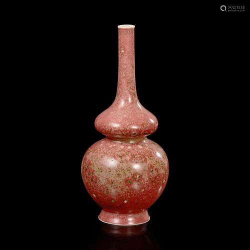 A Chinese "peach-bloom" double gourd vase 豇豆红葫...