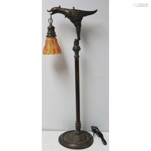 Antique Bronze Bird Floor Lamp.