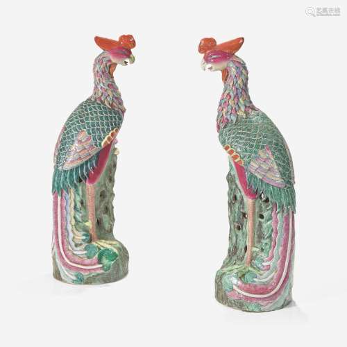 A pair of large Chinese famille rose-decorated porcelain pho...