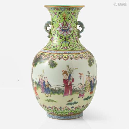 A Chinese famille rose-decorated "Boys" vase 粉彩婴...