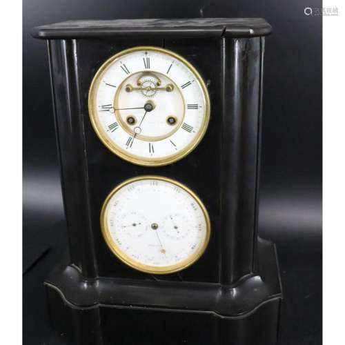 A French Black Marble Calendar Clock.