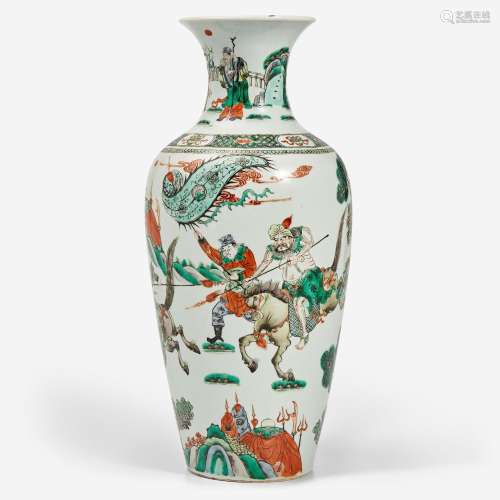 A Chinese famille-verte baluster vase 五彩人物故事图瓶 Apocr...