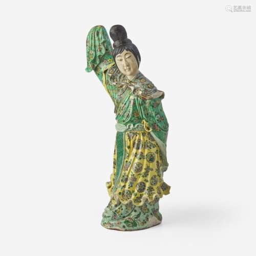 A large Chinese famille verte-decorated porcelain figure of ...