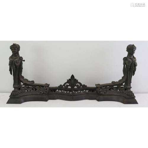 Antique Neoclassical Style Bronze Figural Fender.