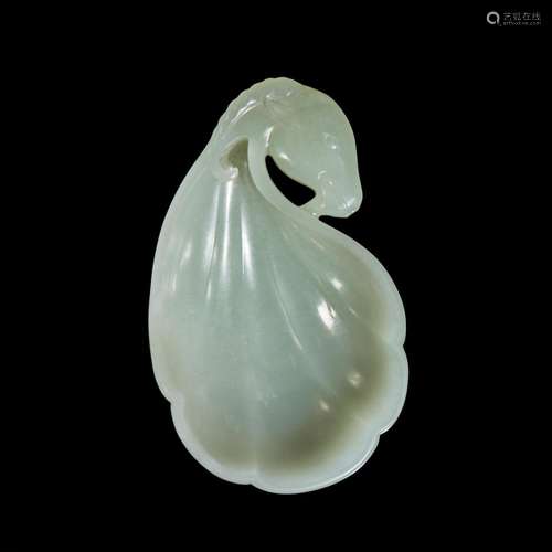 A small Chinese carved pale celadon jade Mughal-style coupe ...