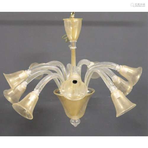Vintage Murano Glass Gold Flecked Chandelier.