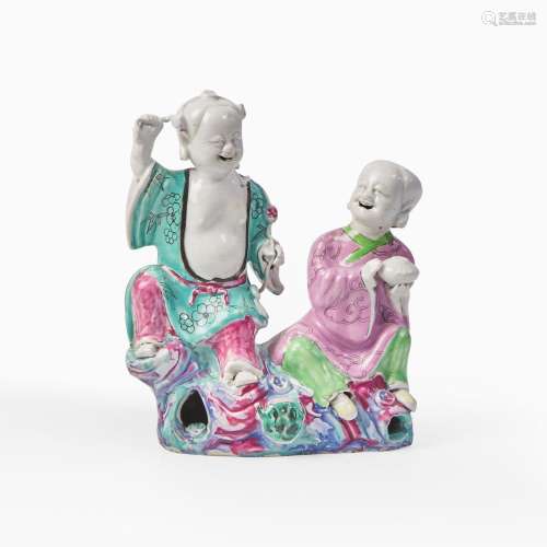 A Chinese export porcelain figural group depicting the "...