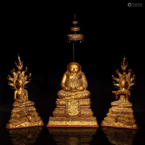 An associated Thai Rattanakosin-style gilt-lacquered bronze ...