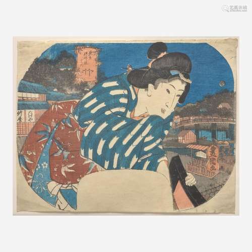 Attributed to Utagawa Kunisada (Toyokuni III) 浮世绘一幅 署名...