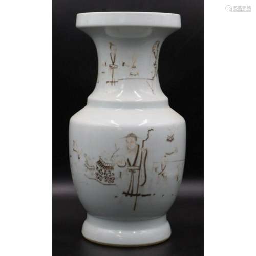 Large Chinese Yongzheng Grisaille Vase.