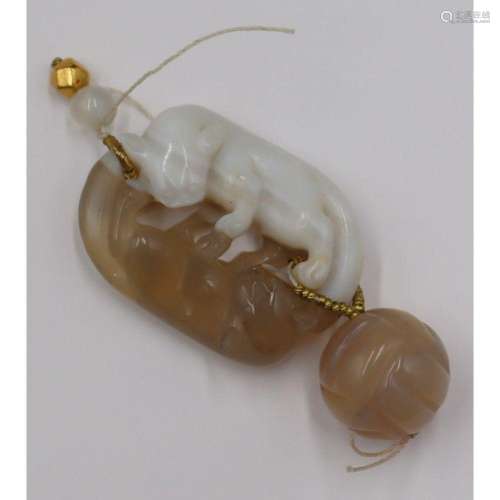 Chinese Carved Agate Figural Pendant.