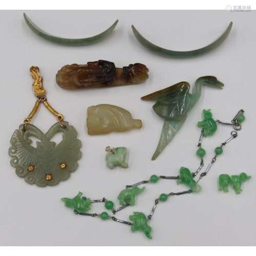 Assorted Carved Jade Objets d'Art and Jewelry.