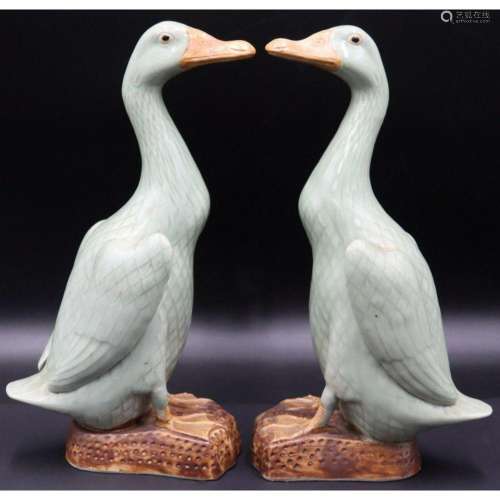 Pair of Chinese Glazed Porcelain Ducks.