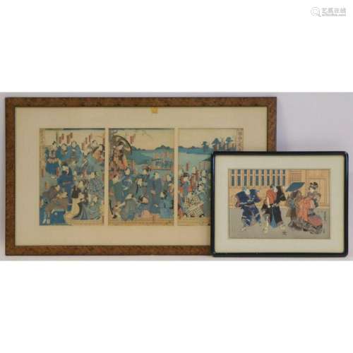 (2) Japanese Toyokuni III Woodblock Prints Inc. a