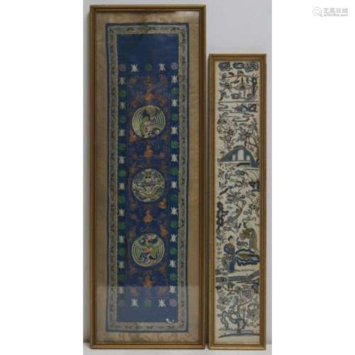 (2) Framed Chinese Embroidered Panels.