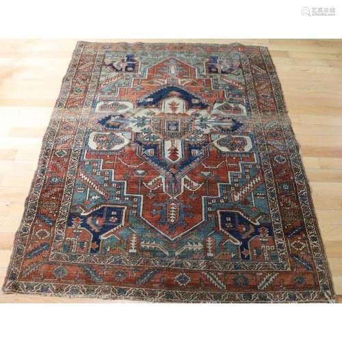 Antique & Finely Hand Woven Heriz style Carpet.