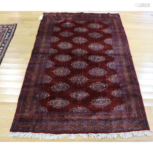 Vintage And Finely Hand Woven Bokhara Carpet.