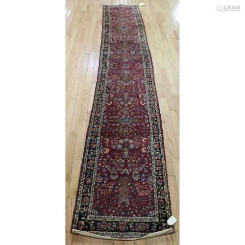 Antique And Finely Hand Woven Sarouk Runner.