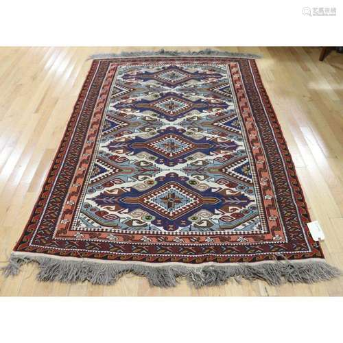 Vintage And Finely Hand Woven Carpet.