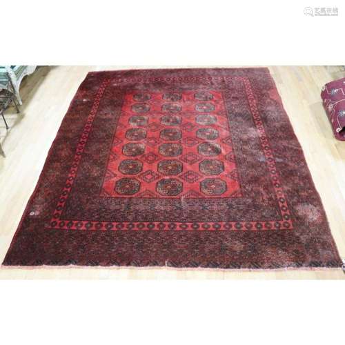 Vintage And Finely Hand Woven Bokhara Carpet.