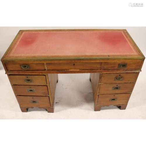 19th Century Campaign Style Leathertop Desk.