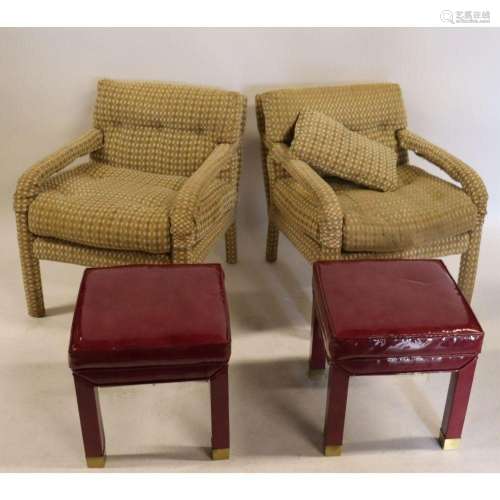 Midcentury Upholstered Chairs And Stools.