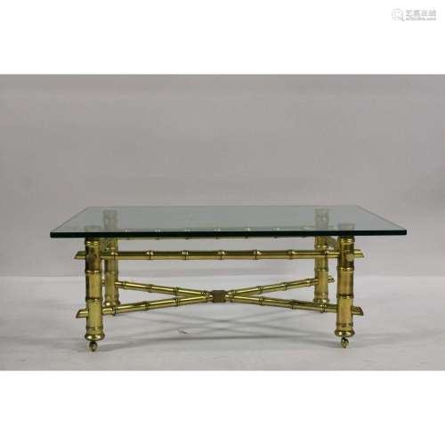 Vintage Giltwood Bamboo Form Coffee Table.