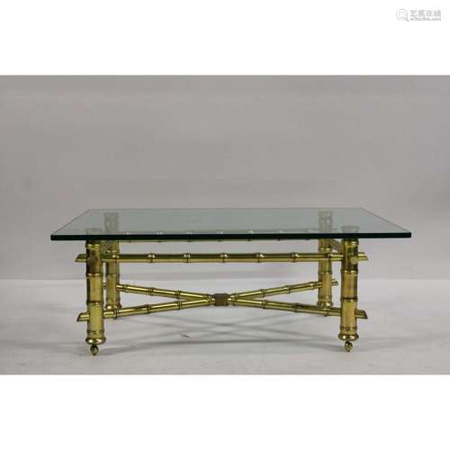 Vintage Giltwood Bamboo Form Coffee Table.