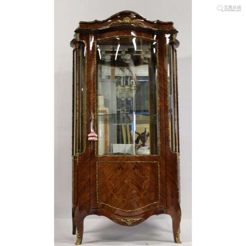 Vintage & Fine Quality Inlaid Satinwood Vitrine.