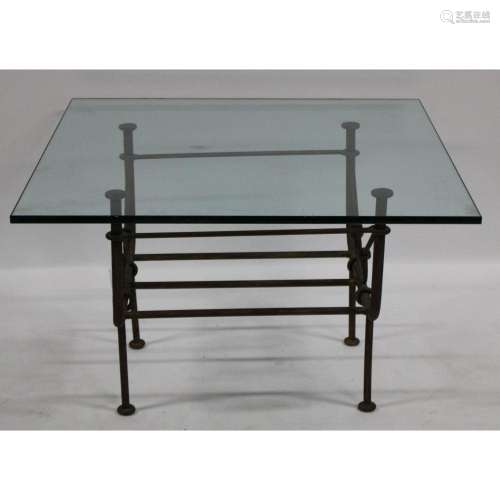 Vintage Giacometti Iron & Glass Top Table.