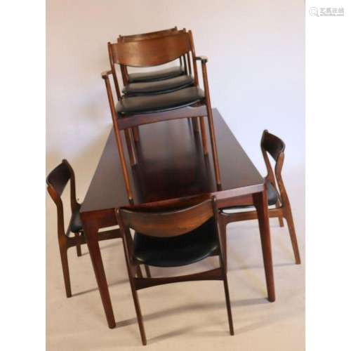 Danish Modern Rosewood Table And 6 Chairs.