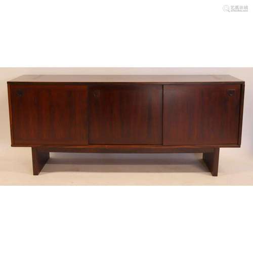 Danish Modern Rosewood Sliding Door Cabinet.