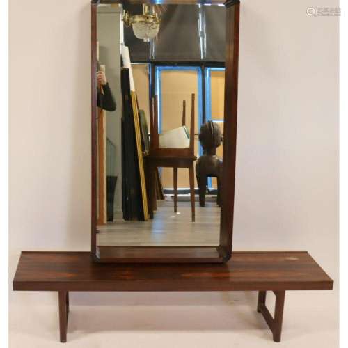 Danish Modern Rosewood Bench & Mirror.