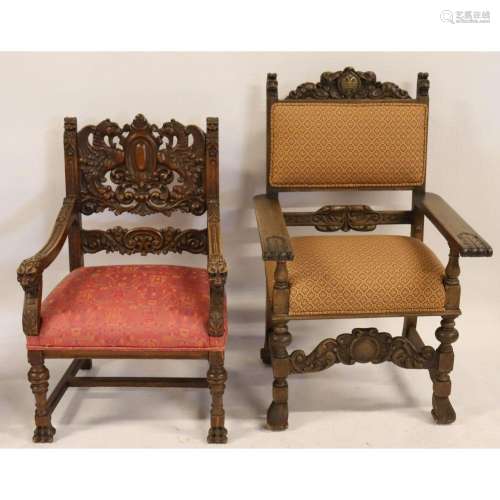 2 Antique Carved Chairs Incl. A Russian One.