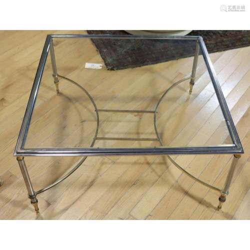 Vintage Brass And Steel Coffee Table .