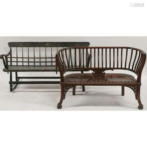 2 Antique Wood Benches.