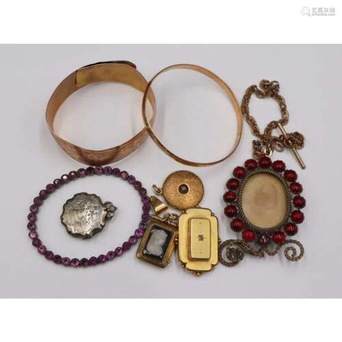 JEWELRY. Antique Gold and Costume Jewelry Grouping