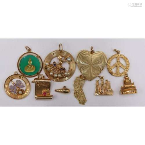 JEWELRY. (10) Assorted 14kt Gold Charms.