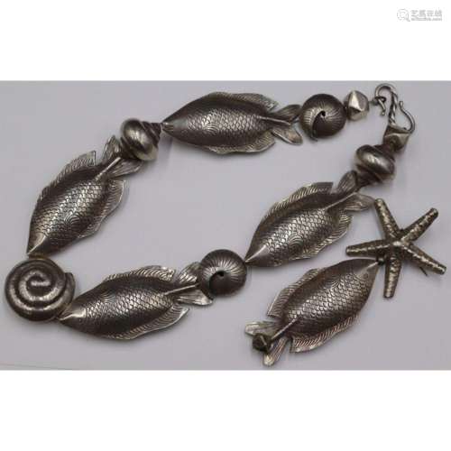 JEWELRY. Silver Fish and Shell Form Jewelry Suite