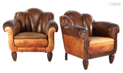 2 sheep leather armchairs