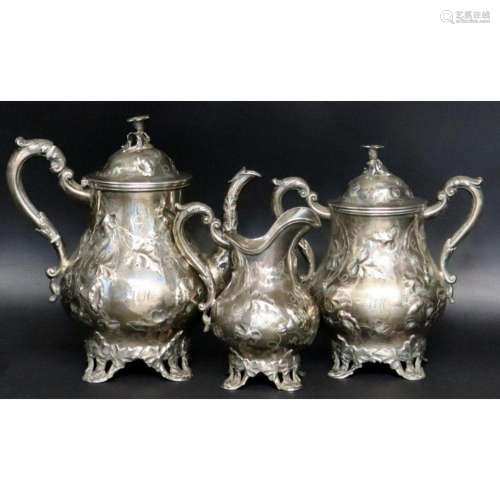 SILVER. (3) Pc. Squire & Brother Coin Silver Tea