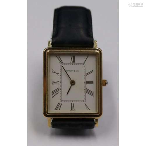 JEWELRY. Tiffany & Co. 14kt Gold Quartz Watch.