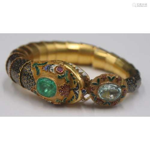 JEWELRY. Antique Continental Gold, GIA Emerald and