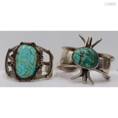 JEWELRY. (2) Southwest Silver and Turquoise Cuff