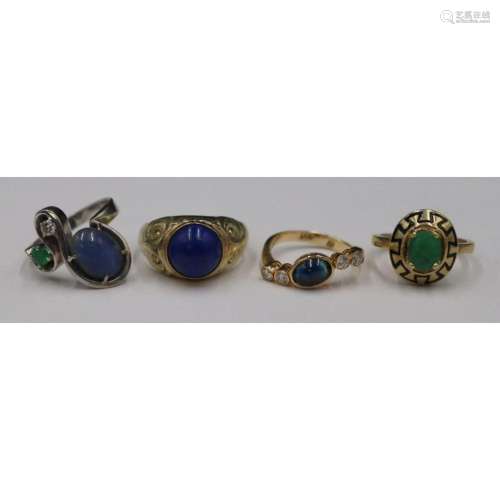 JEWELRY. (4) 14kt Gold and Colored Gem Rings.