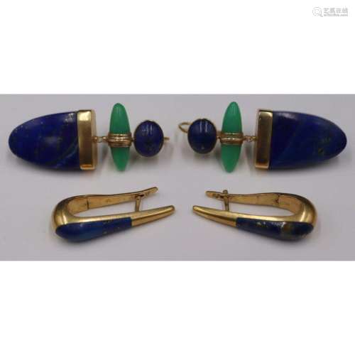 JEWELRY. (2) Pair of Lapis Lazulis Earrings.
