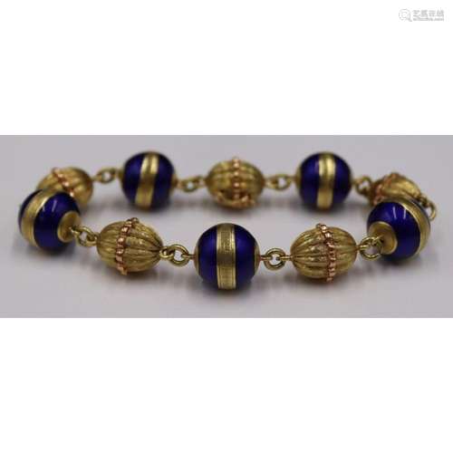 JEWELRY. Italian 18kt Gold and Enamel Bracelet.